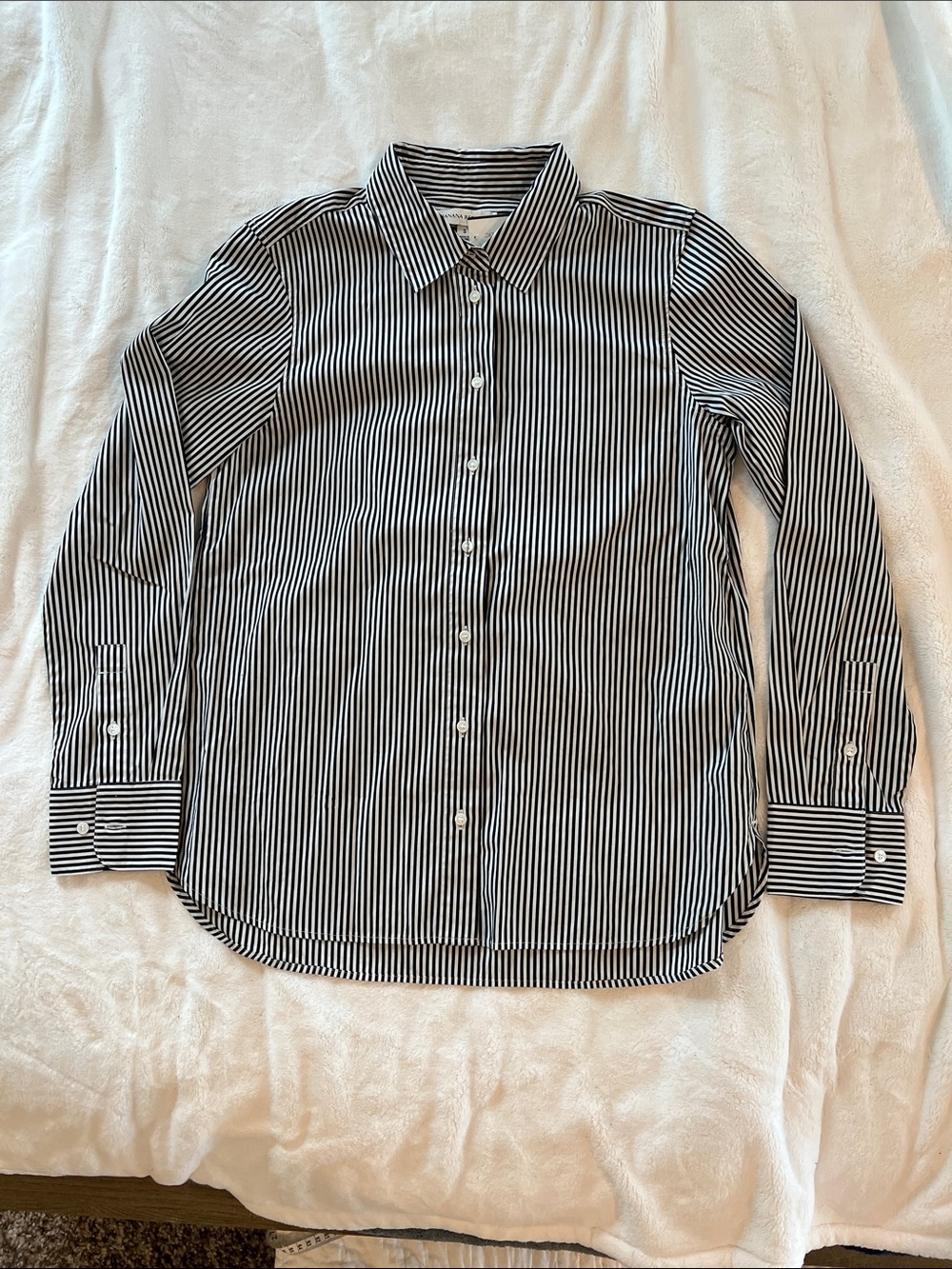 Banana Republic Black and White Vertical Stripe Dress Shirt